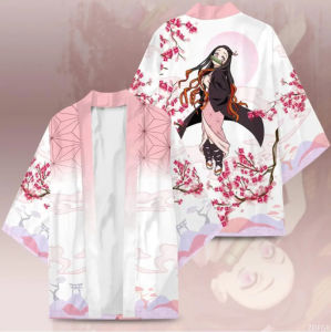 Bandai | Demon Slayer Anime Peripheral Feather Weaving Kimono Coat Charcoal Jiro You Bean Same Style Seven Sleeve Cloak 3D Printing