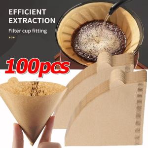 100Pcs V01 Coffee Paper Filter / V60 Hand-poured Coffee Strainer / Natural Mocha Pot Filters Papers / Hand-poured Coffee Filter Drip Paper