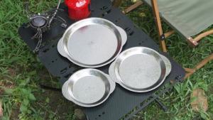 Boundless Voyage | Boundless Voyage Titanium Camping Plate with Handles Metal Dinner Plate Stackable Serving Dish Pan for Picnic Kitchen