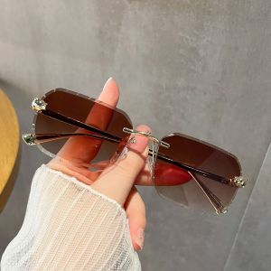 JN IMPRESSION New vuông không Khung kính râm gọng kim loại bảo vệ khỏi tia UV chống tia cực tím trang trí kính mát