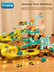 LALAPLAY | Dinosaur Mountain Road Electric Track Train Adventure Educational Toy for Children
