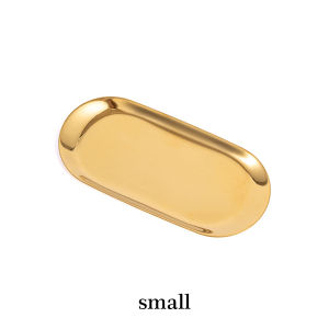 1pc Stainless Steel Jewelry Tray Decorative Vanity Tray Makeup Organizer Bathroom Tray Small Storage Tray Available In Gold