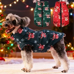 Christmas Pet Costume For Small Medium Dogs New Year Party Dog Coat With D-ring Deer Print Pets Outfits Bulldog Yorkshire Jacket