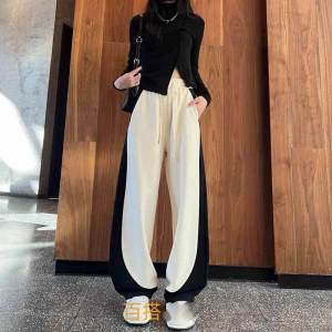 Quần Dài Harem American Color Block Phong Cách Harajuku Dáng Rộng Thoải Mái Thời Trang Cho Nữ Mùa Thu 2024 Quần Dài Thường Ngày