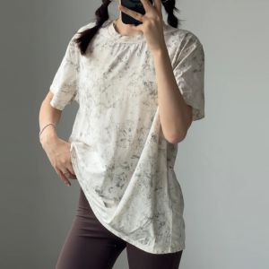 Yoyo Recommended Loose Womens T-Shirt Summer New Style Sporty Printed Casual Breathable Lightweight round Neck Short Sleeve