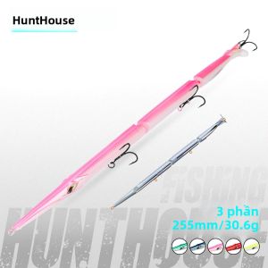 Mồi Câu Giả Hunthouse 3 Khúc Kiểu Chìm Dạng Bút Chì 255mm 30.6g Mồi Rung Câu Cá Biển Cá Mú Câu Đá Câu Biển Khơi