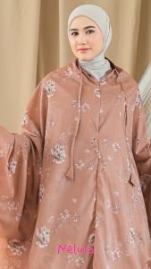 Nelula - Mukena Traveling Mini Pouch 2 in 1 Motif Bunga Mewah Dewasa Jumbo Parasut Korea Premium