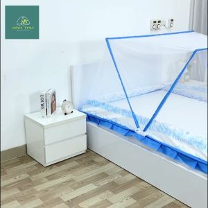 A42 Màn Khung gấp gọn không khoan tường  Viền vải Lụa chống muỗi hiệu quả  Chân điều hướng thông minh Cao Cấp