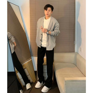 OUMULONG | V-neck American Lazy Style Cleanfit Short Knit Cardigan