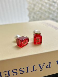 Jam Artificial Strawberry Jam Fresh Ins Young Adult Sweet Plaid Bows Fun Ear Clip 925 Silver Earrings