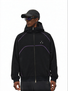 FPA | Contrast Stripe Plaid Fleece Hooded Sweatshirt