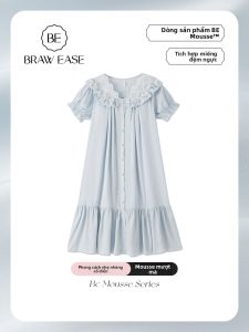 BE | Padded Autumn Spring Lace Ice Silk Sleep Dress