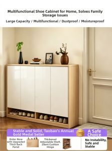 ENLUOLIJIA | Moisture-Resistant Entrance Hallway Wooden Shoe Cabinet