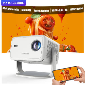 Magcubic 8K L018 Android14 Projector 650ANSI Native 1080P Auto Focus & Keystone BT5.4 WIFI6 Allwinner H726 Portable 360° Rotate