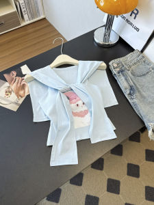 GUZILIAN | Pure Desire Cat Print Crop Top Womens Summer Slim Sweet And Spicy Girl Style Unique Short Shirt With Shoulder Pad