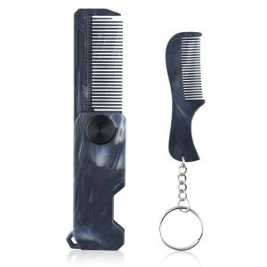 NEW 1/2PCS Marble Pattern Mini Folding Combs Portable Barber Hair Cutting Combs For Men Beard Comb Styling Tools With Key Chain