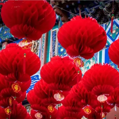 Lampion Lipat Bulat Dekorasi Imlek Gantung Murah / Dekorasi Lampion CNY Gantungan Imlek