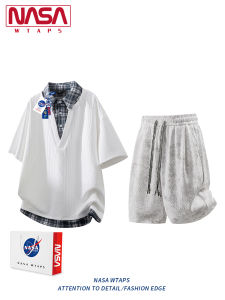 NASA WTAPS | Mens Fake Two-piece Shirt Collar Short Sleeve Set for Summer Wear