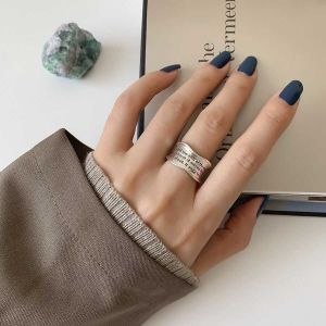 Hip Hop English Ring for Women Ins Trendy Cool Letter Personality High Profile Retro with Shape Adjustable Niche Style Design Ring