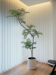 Indoor Living Room Decorative Faux Plant Blue Bauhinia Chinese Zen Style Artificial Green Plant Fake Tree Potted Ornament