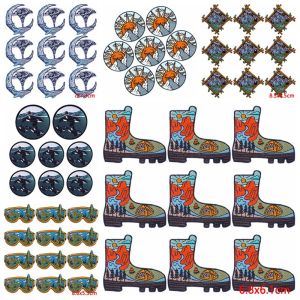 10PCS/Lot Camping Shoes Embroidered Patches For Clothing DIY Mountain Outdoor Badge Iron On Patches On Clothes Applique Stickers