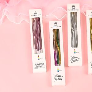 Lilin Ulang Tahun Isi 6 Lilin Ulir Metalik Lilin Spiral Premium Birthday Candle Aesthetic D5001