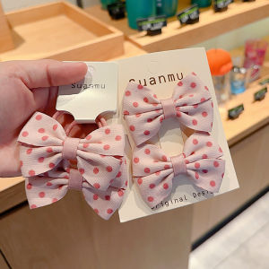 Colorful Polka Dot Butterfly Knot Hair Clips Elastic Bands Children Hair Accessories Princess Side Bun Girl Headwear