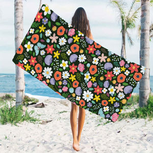 BILIBILI | Dark Ditsy Floral Print Quick Drying Microfiber Beach Towel Lightweight for Swimming Camping Yoga - Bath Towel