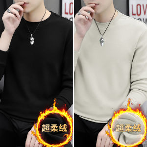 Mens Long Sleeve Thermal Underwear T-Shirt Heavyweight Fleece Lined Thickened Base Layer Shirt Pure Color White Sweatshirt