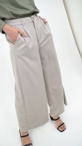 Forest Ladies Elastic Waist Wide Leg Cotton Twill Women Pants | Seluar Perempuan Palazzo - 810545