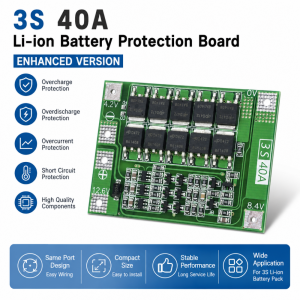 diymore | BMS 3S 12V 40A Lithium Battery Protection Board 18650 Lithium Battery Charging Protector Same Port