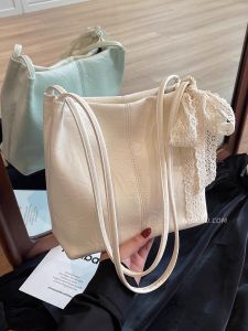 Spring Summer Popular Womens Tote Bag Commuter Casual Large Capacity Handheld Shoulder Bag Soft PU Bucket Bag Shape
