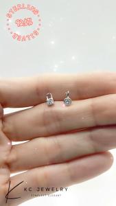 KC Jewelry S925 Silver - White Gold Plated Lock Key Stud Earrings