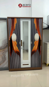 Acero Furniture XR 3 Pintu Coklat Series | Lemari Besi Sliding Ukuran 120cm Coklat | Lemari Besi 3 Pintu | Lemari Baju Besi Minimalis | Lemari Besi Sliding Awet | Lemari Brankas Internal | Lemari Anti Karat | Lemari Gantungan Bongkar Pasang
