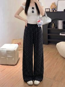 AIYITI | Summer New Large Size Spotty Wide Leg Pants Loose Straight Trousers