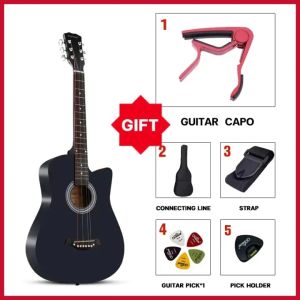 38 Inch Colour Acoustic Guitar Travel Folk Guitarra 6 Steels String Guitar with Bag Pick Capo