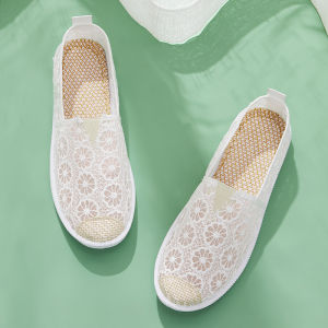 Womens Breathable Canvas Shoes Summer New Style Mom Hollow out Lazy Fisherman Old Beijing Cloth Shoes Fashionable Canvas Shoes