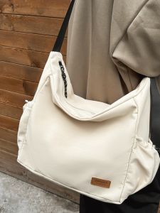 Large Capacity Canvas Messenger Bag Female Lightweight Storage Backpack Casual Sports Gym Bag Shoulder Messenger Bag for College Students