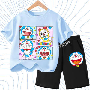 52TOYS | Doraemon Children T-shirt Set Cute Cartoon Tees Boy Girl Short Sleeves Shorts 2pcs Set Kid Top 2026 Summer Clothes Birthday Gift