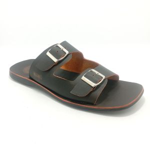 POWELL Sandal pria kulit sapi full insole dilapisi kulit model gesper