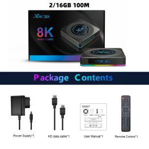 X96 | X96 X4 Android 11 TV Box Amlogic S905X4 RGB Light 8K Decoding 4GB 64GB Dual WiFi BT4.1 Gigabit Ethernet Smart Media Player
