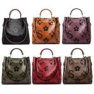 Embossed Handbag PU Leather Shoulder Bag Large Capacity Crossbody Bag Top Handle for Women Work Shopping Travel