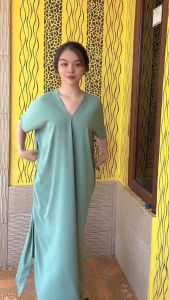 LONG DRESS KEKINIAN NAGITA JUMBO CRINKLE AIRFLOW / KAFTAN NAGITA CRINKLE / DRESS V NECK