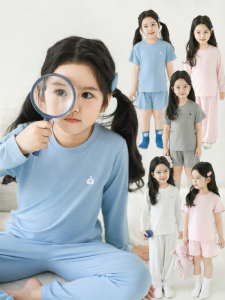 YOEHYAUL | Bộ Đồ Ngủ Cho Bé Gái In Chữ Cổ Tròn Xương Sườn Dễ Thương