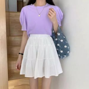 White Chiffon Short Skirt Womens Summer New High Waist Slimming Poodle Skirt A-Line Pleated Half Body Skirt Pants