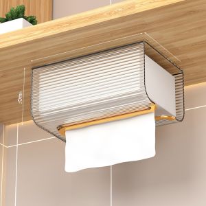 Wall-Mounted Toilet Paper Box Kitchen Hanging Towel Storage Box No-Punching Required Paper Towel Holder for Home Bathroom
