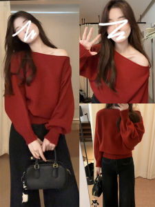 SENWA | Off Shoulder Red Knitted Top for Women