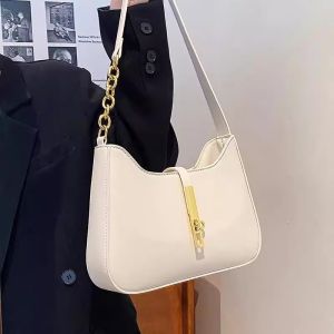 Charics&Kittn Fashionable Womens Leather Shoulder Bag White Underarm Bag Stylish Single Strap Handbag for Young Women