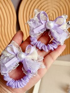Princess Style Childrens Hair Ties Butterfly Knot High Elasticity Non-Damaging Hair Bands Girls Hair Accessories