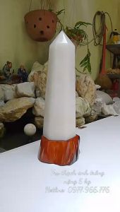 Trụ Thach anh Trắng Tự Nhiên - Vật Phẩm Phong Thủy (Tặng kèm đế gỗ)